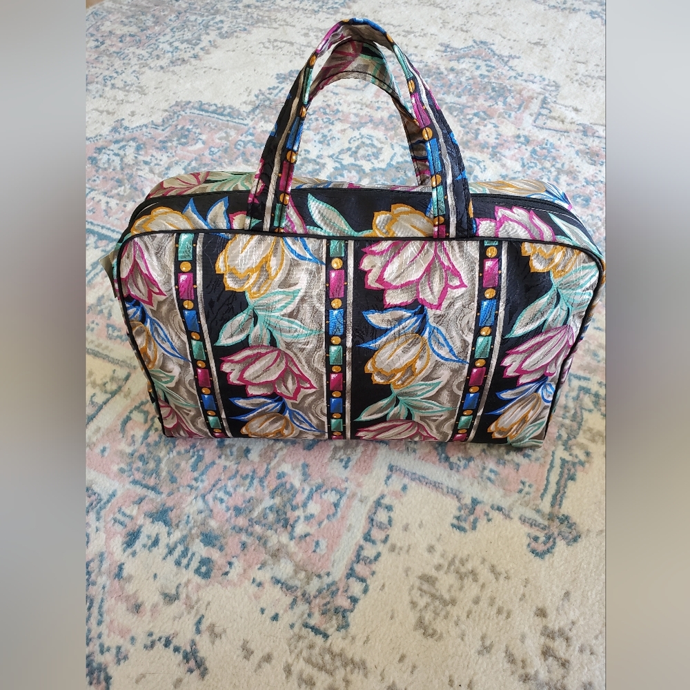 Vintage Christian Dior Floral Print Multi Color Zip Around Bag NWT Designer Boho - Picture 15 of 16
